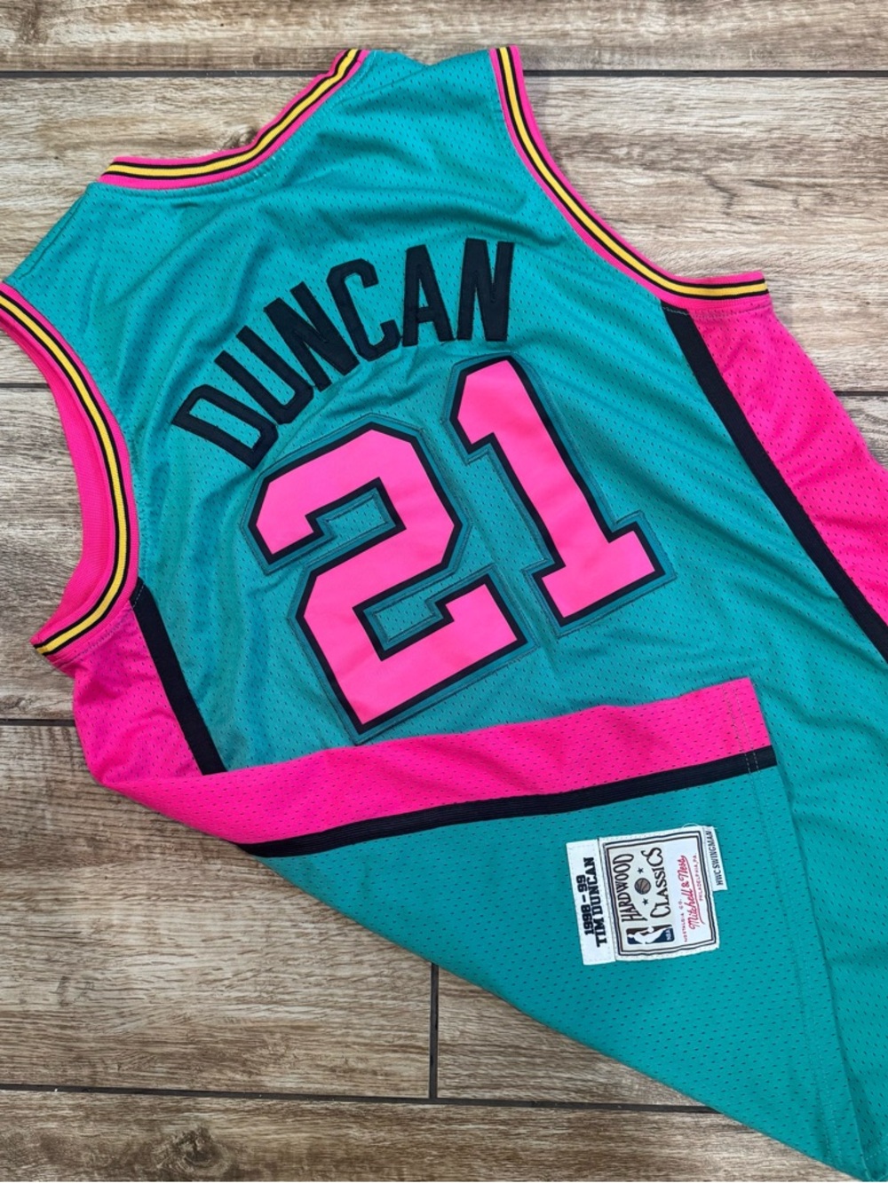 Mitchell & Ness Teal and Pink 'Duncan 21' Men’s Jersey